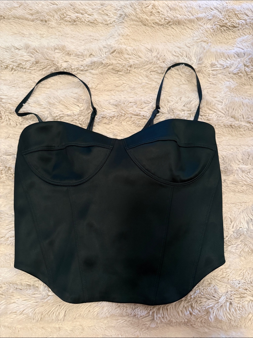 Sunday Best Dark Green Bustier Crop Top with Adjustable Straps